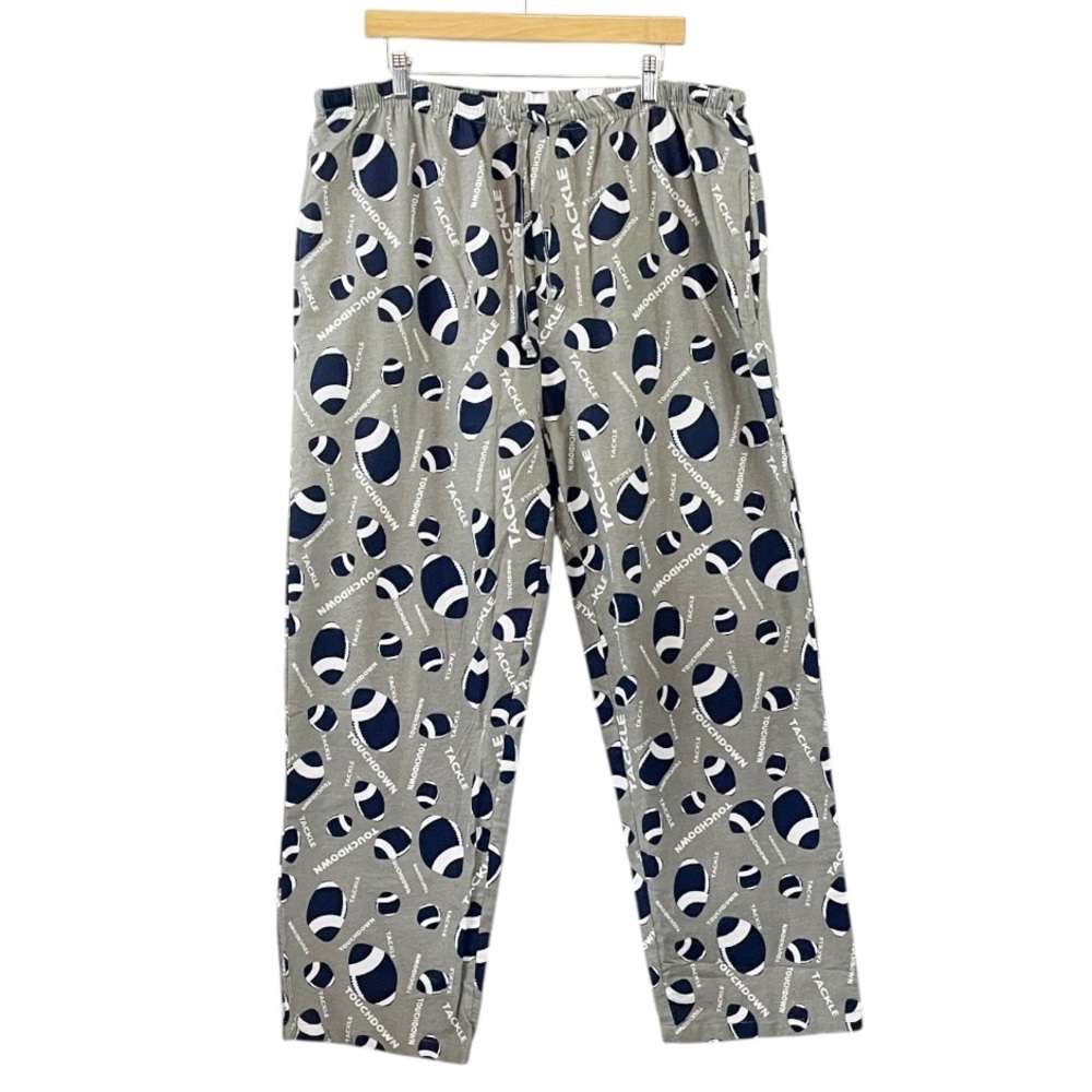 Cozycorner Mens XL Football Pattern Cotton Pajama Pants Pockets‎ Gray Pull On